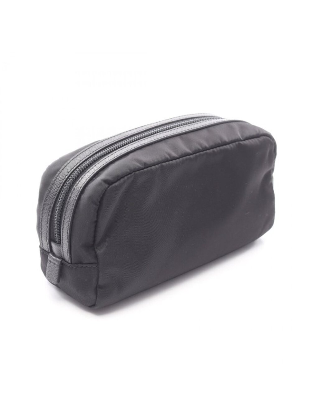 Prada Pouch Triangle Logo Black Nylon Saffiano Leather - Picture 2 of 4